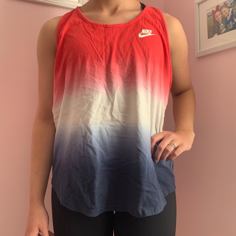 Nike Red White & Blue Ombré Tank Top